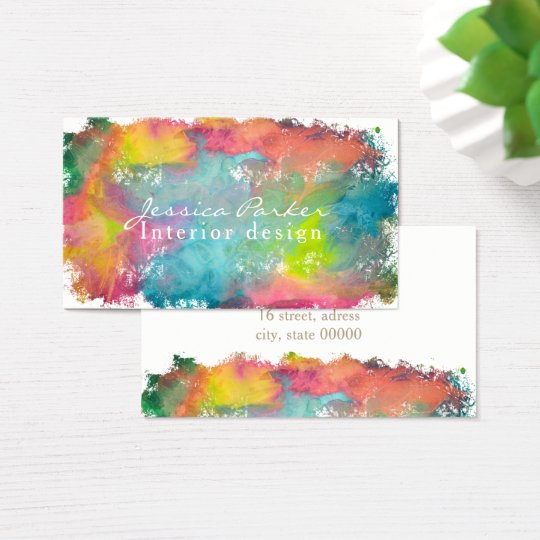Colourful watercolor brushstroke business card