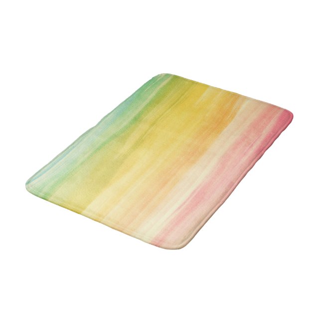 Colourful Watercolor Brushstrokes Bath Mat (Angled)