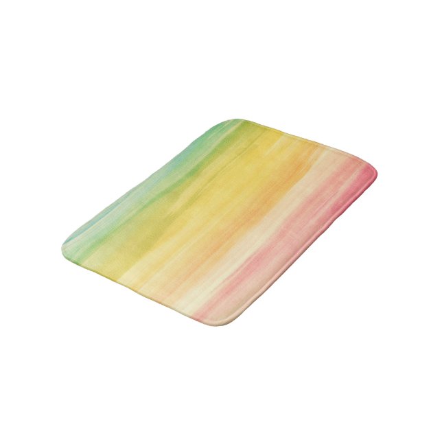 Colourful Watercolor Brushstrokes Bath Mat (Angled)