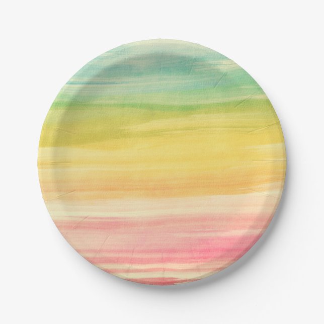 Colourful Watercolor Brushstrokes Paper Plate (Front)