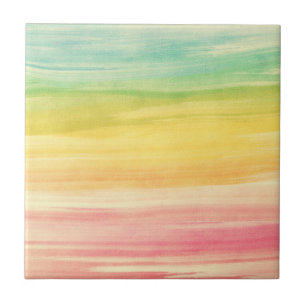 Colourful Watercolor Brushstrokes Tile