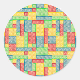 Colourful Watercolor Building Blocks Classic Round Sticker