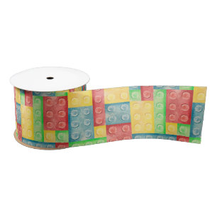 Colourful Watercolor Building Blocks Satin Ribbon