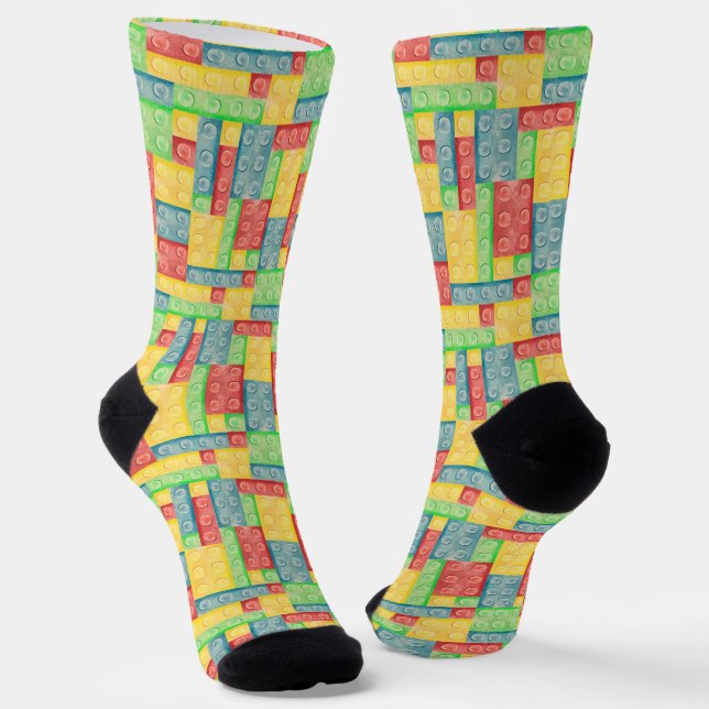 Colourful Watercolor Building Blocks Socks (Angled)