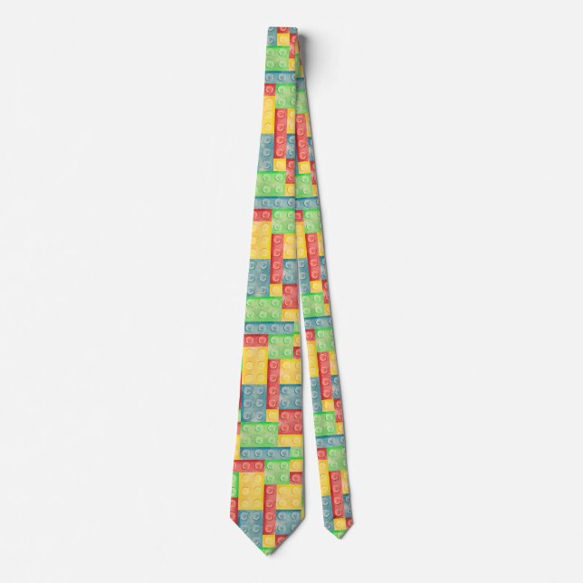 Colourful Watercolor Building Blocks Tie (Front)