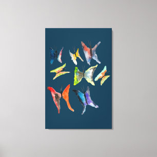 Colourful watercolor butterflies canvas print