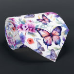 Colourful Watercolor Butterflies Flower Pattern Tie<br><div class="desc">This tie featuring a gorgeous watercolor butterfly and floral pattern is the perfect accessory for special occasions or day to day wear.</div>