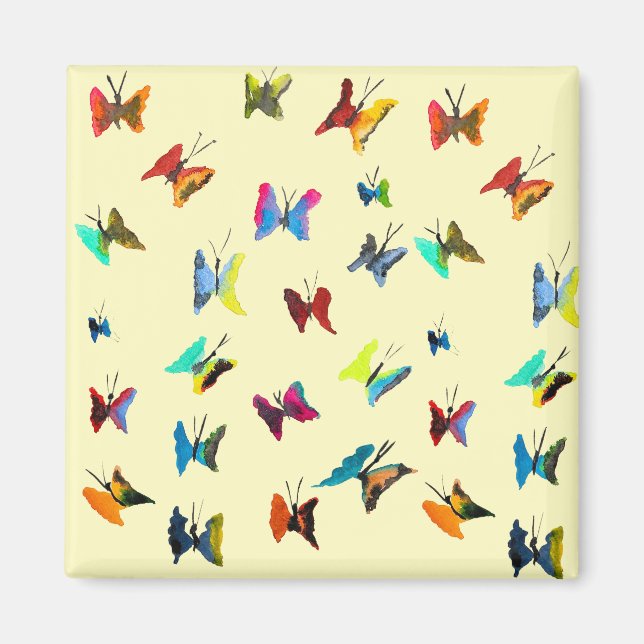 Colourful watercolor butterflies magnet (Front)
