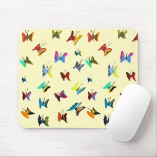 Colourful watercolor butterflies mouse mat