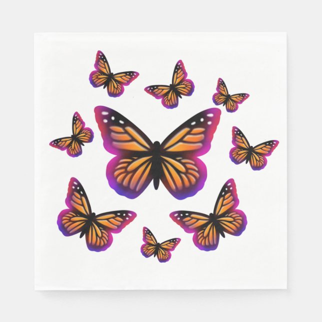 Colourful watercolor butterflies napkin (Front)