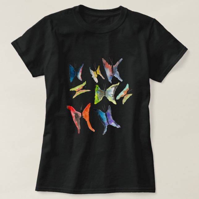 Colourful watercolor butterflies T-Shirt (Design Front)