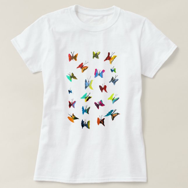 Colourful watercolor butterflies T-Shirt (Design Front)