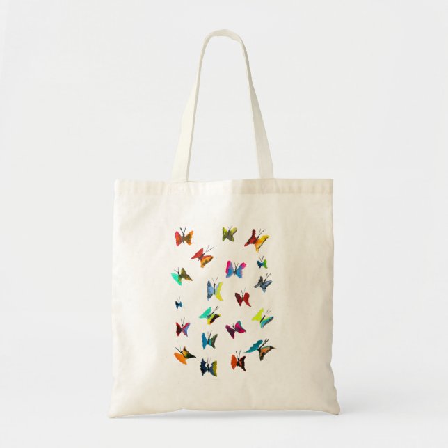 Colourful watercolor butterflies tote bag (Front)