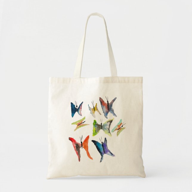Colourful watercolor butterflies tote bag (Front)