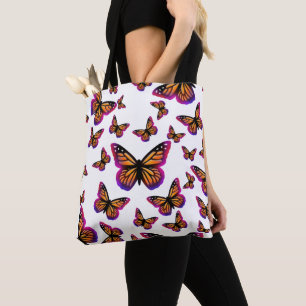 Colourful watercolor butterflies tote bag