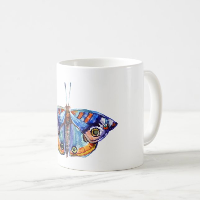 Colourful watercolor butterfly coffee mug (Front Right)