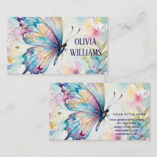 Colourful Watercolor Butterfly Floral Business Card