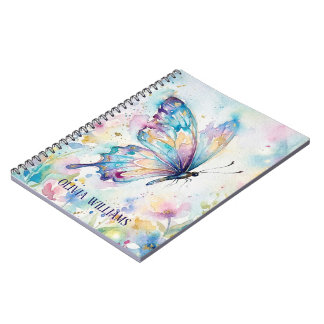 Colourful Watercolor Butterfly Floral Notebook