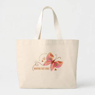 Colourful Watercolor butterfly motivational boho  Large Tote Bag
