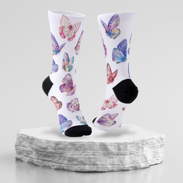 Colourful Watercolor Butterfly Pattern Socks (Creator Uploaded)