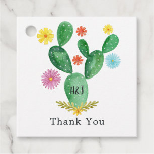 Colourful Watercolor Cactus Mexican Fiesta Wedding Favour Tags