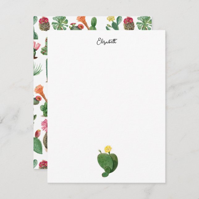 Colourful Watercolor Cactus & Succulents Flowers Card (Front/Back)