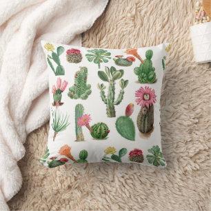 Colourful Watercolor Cactus & Succulents Flowers  Cushion