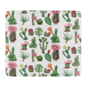 Colourful Watercolor Cactus & Succulents Flowers  Cutting Board
