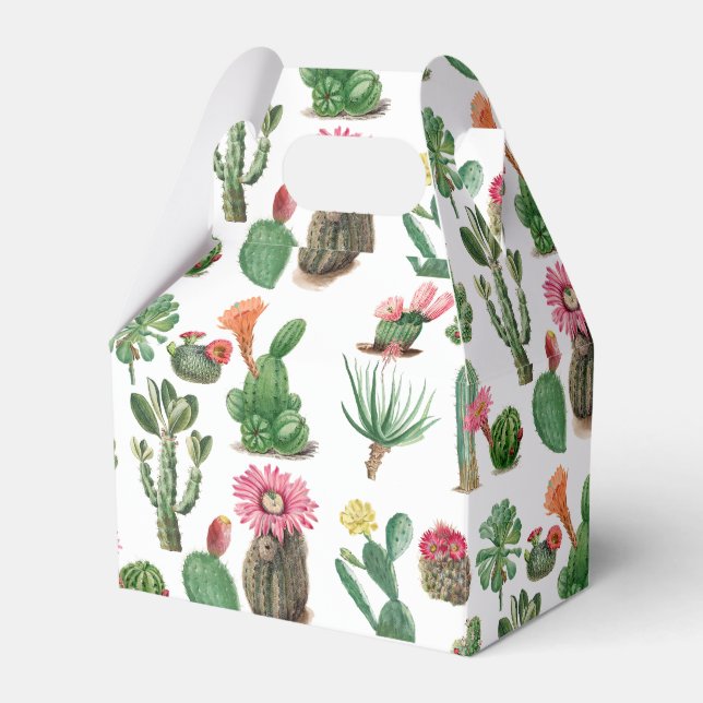 Colourful Watercolor Cactus & Succulents Flowers  Favour Box (Front Side)