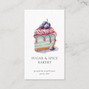 Colourful Watercolor Cake Baker Pastry Chef Business Card