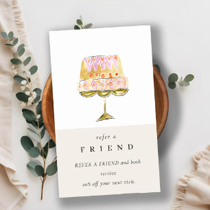 Colourful Watercolor Cake Bakery Refer a Friend Business Card