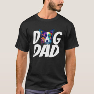 Colourful Watercolor Cardigan Welsh Corgi Dog Dad T-Shirt