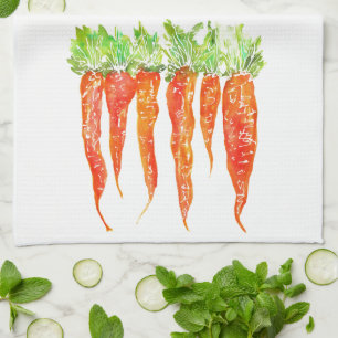 Colourful Watercolor Carrots Kitchen Towel