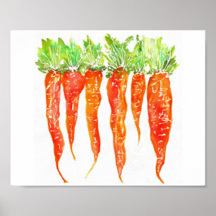 Colourful Watercolor Carrots Print - 8X10"