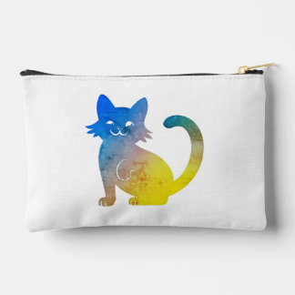 Colourful Watercolor Cat Cosmetic Bag – Cute Rainb