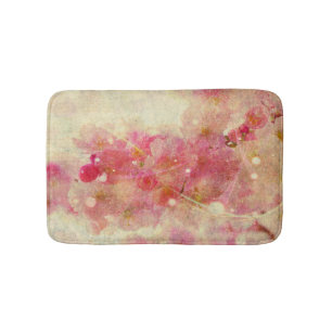 Colourful Watercolor Cherry Blossom Abstract Bath Mat
