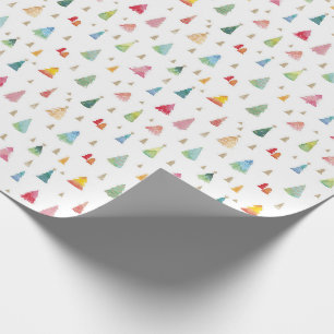 Colourful Watercolor Christmas Trees Holiday Wrapping Paper