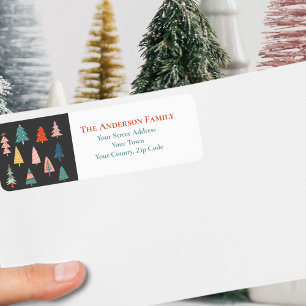 Colourful Watercolor Christmas Trees Name