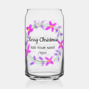 Colourful watercolor Christmas wreath garland add Can Glass