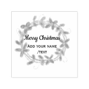 Colourful watercolor Christmas wreath garland add  Self-inking Stamp