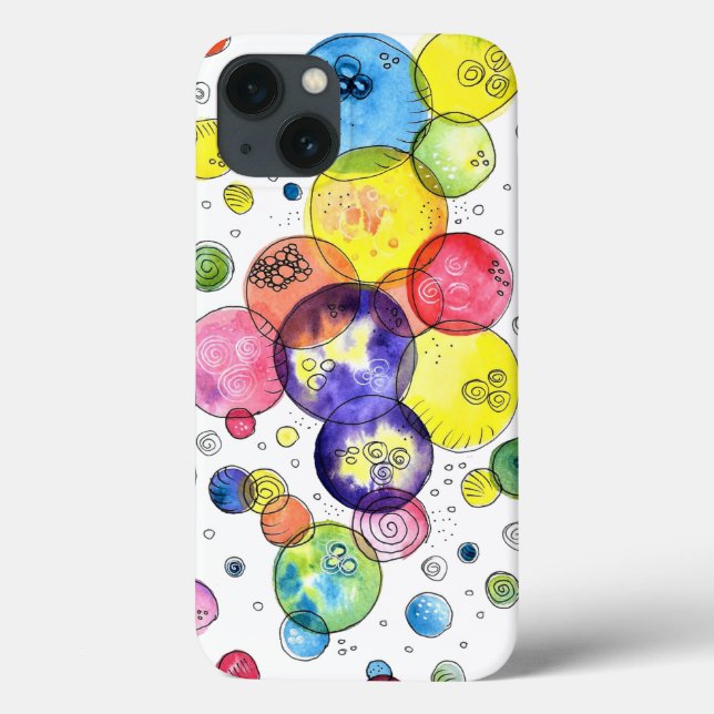 Colourful Watercolor Circles Abstract Case-Mate iPhone Case (Back)