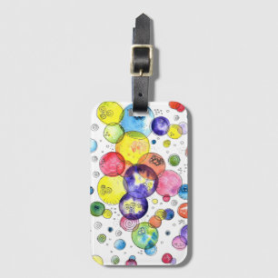 Colourful Watercolor Circles Abstract Luggage Tag