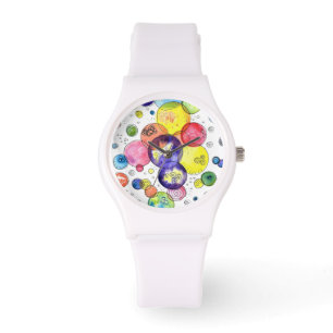 Colourful Watercolor Circles Abstract Watch