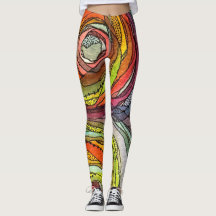 Colourful Watercolor Circles Ink Lines Dots Dashes