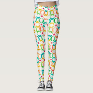 Colourful Watercolor Circles Pattern Leggings