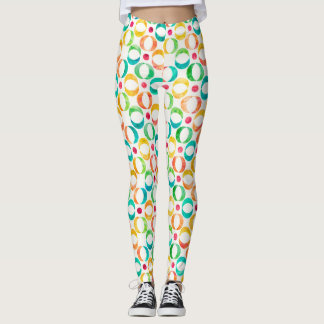 Colourful Watercolor Circles Pattern Leggings
