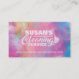 Colourful Watercolor Cleaning Business Cards