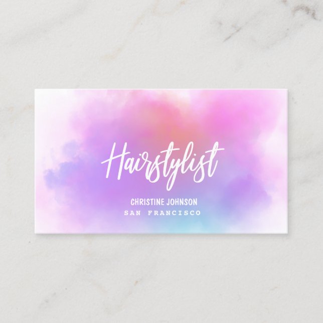 colourful watercolor cloud business card (Front)