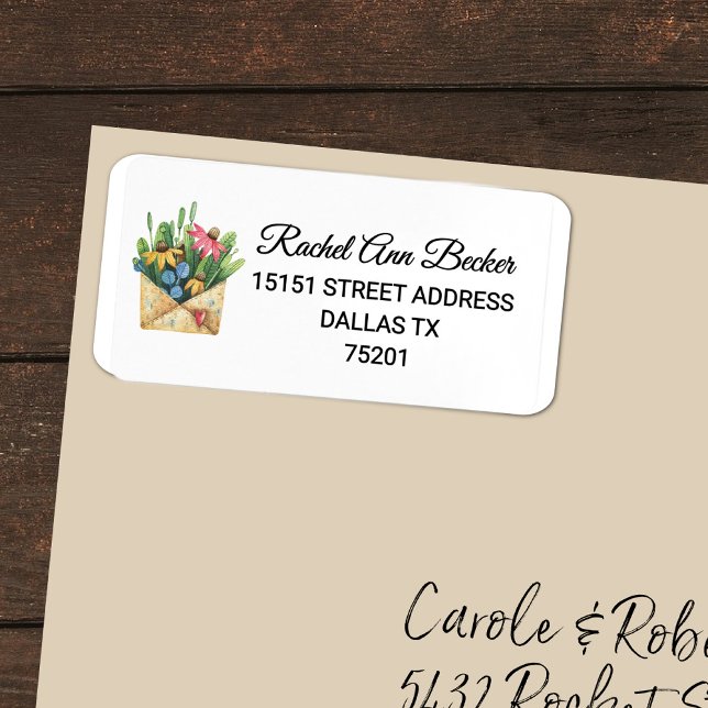Colourful Watercolor Coneflower & Greenery Address Label (Creator Uploaded)