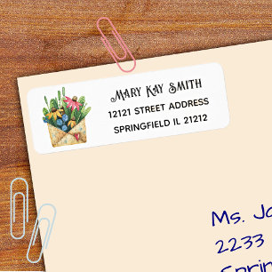 Colourful Watercolor Coneflowers, Address